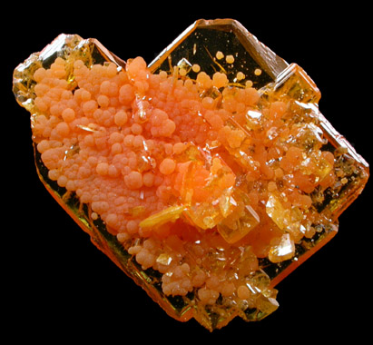 Mimetite on Wulfenite from San Francisco Mine, Cerro Prieto, north of Cucurpe, Sonora, Mexico