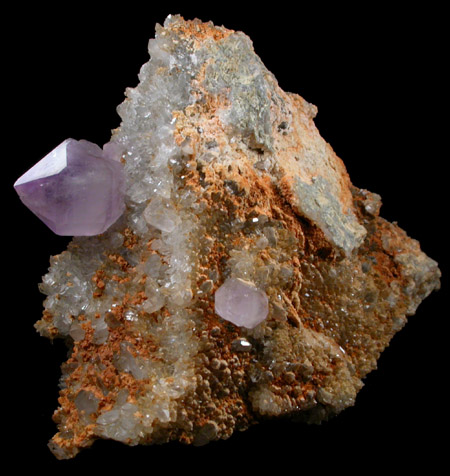 Quartz var. Amethyst with Dolomite from Simeone Quarry, Wrentham, Norfolk County, Massachusetts