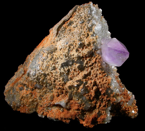 Quartz var. Amethyst with Dolomite from Simeone Quarry, Wrentham, Norfolk County, Massachusetts