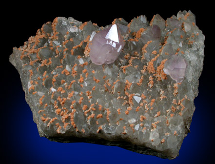 Quartz var. Amethyst with Dolomite from Simeone Quarry, Wrentham, Norfolk County, Massachusetts