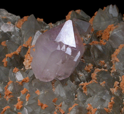 Quartz var. Amethyst with Dolomite from Simeone Quarry, Wrentham, Norfolk County, Massachusetts