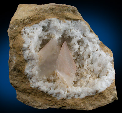 Calcite in Quartz geode from Keokuk Geode District, near Hamilton, Hancock County, Illinois
