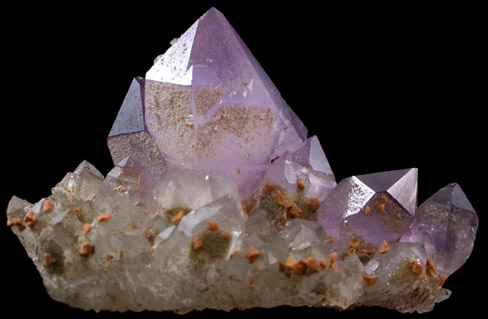 Quartz var. Amethyst with Dolomite from Simeone Quarry, Wrentham, Norfolk County, Massachusetts