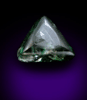 Diamond (1.08 carat green macle, twinned crystal) from Guaniamo, Bolivar Province, Venezuela