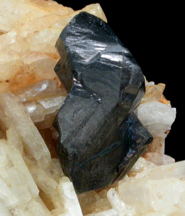 Cassiterite on Albite from Corrego do Urucum, Galileia, Minas Gerais, Brazil