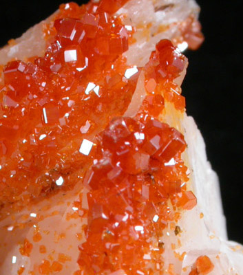 Vanadinite on Barite from Mibladen, Haute Moulouya Basin, Zeida-Aouli-Mibladen belt, Midelt Province, Morocco