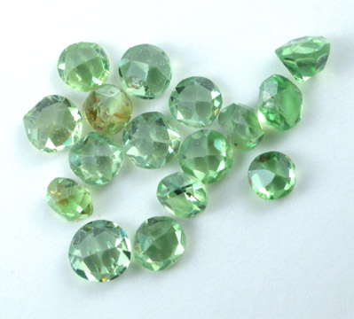 Forsterite var. Peridot (faceted gemstones) from Sidamo Province, Ethiopia