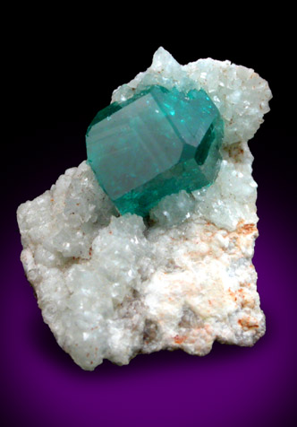 Dioptase on Calcite from Tsumeb Mine, Otavi-Bergland District, Oshikoto, Namibia