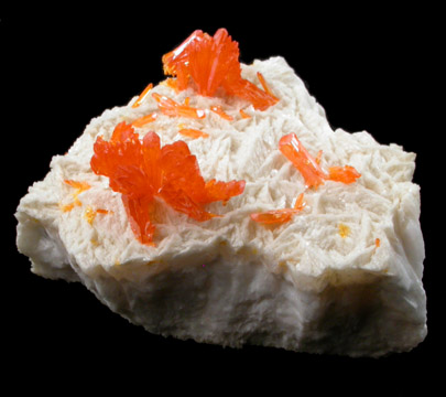 Orpiment on Barite from El'brusskiy Mine, 35 km NE of Mount Elbrus, Kabardino-Balkarian Republic, Russia