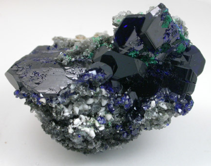 Azurite with Cerussite and Aragonite from Tsumeb Mine, Otavi-Bergland District, Oshikoto, Namibia