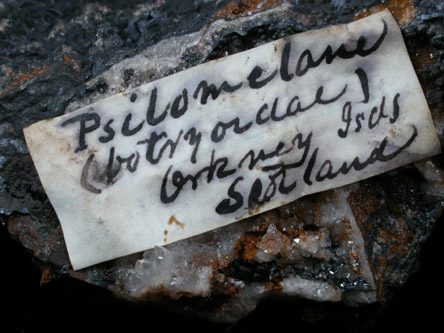 Psilomelane with Quartz from Orkney Islands, Scotland