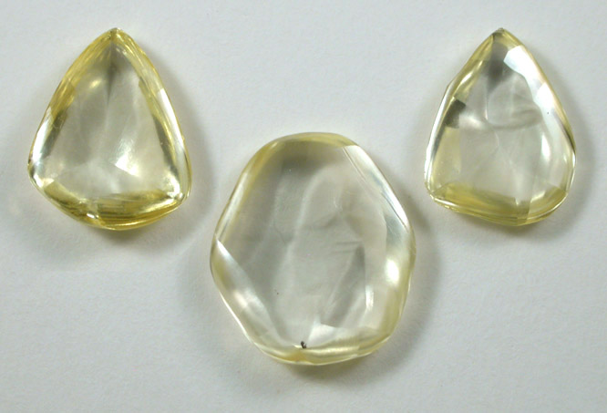 Diamond (5.92 carat set of three fancy yellow crystals #38138-40) from Lunda Province, Angola