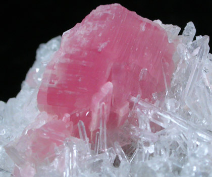 Rhodochrosite on Quartz from Sweet Home Mine, Buckskin Gulch, Alma District, Park County, Colorado