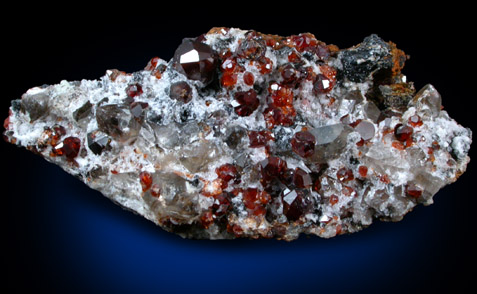 Spessartine Garnet with Hyalite Opal and Smoky Quartz from Tongbei-Yunling District, Fujian Province, China