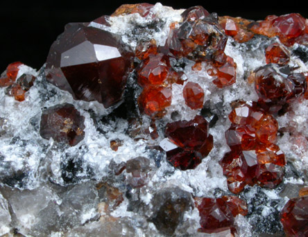 Spessartine Garnet with Hyalite Opal and Smoky Quartz from Tongbei-Yunling District, Fujian Province, China