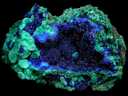 Azurite on Malachite from Tongshan Mine, Guichi, Anhui, China