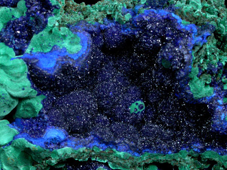 Azurite on Malachite from Tongshan Mine, Guichi, Anhui, China