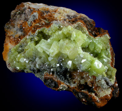 Pyromorphite on Barite from San Andreas Mine, Villaviciosa de Cordoba, Spain