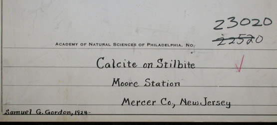 Stilbite-Ca, Calcite, Pyrite from Moore's Station Quarry, 44 km northeast of Philadelphia, Mercer County, New Jersey