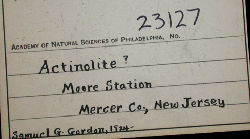 Actinolite from Moore's Station, Mercer County, New Jersey