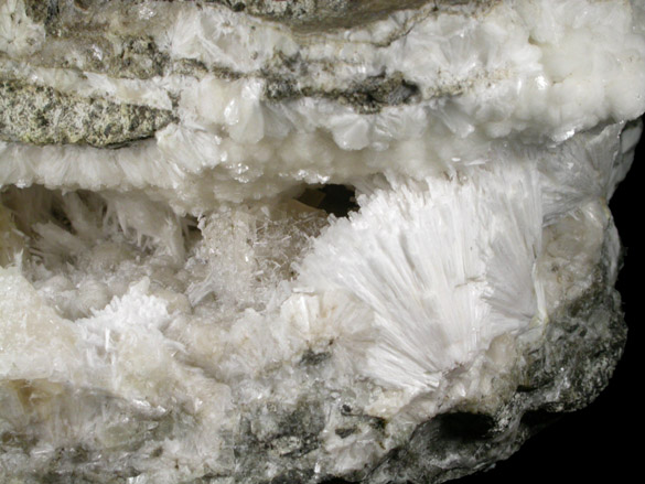 Natrolite over Calcite from Moore's Station Quarry, 44 km northeast of Philadelphia, Mercer County, New Jersey