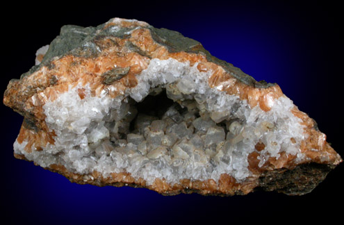 Calcite over Stilbite from Moore's Station Quarry, 44 km northeast of Philadelphia, Mercer County, New Jersey