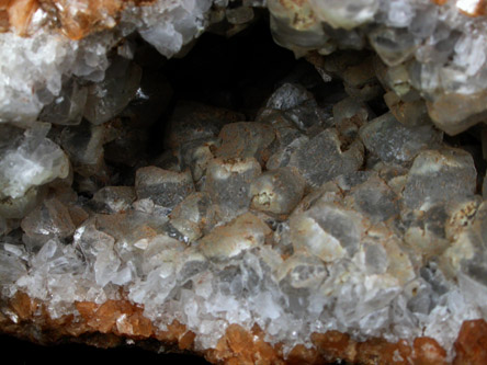 Calcite over Stilbite from Moore's Station Quarry, 44 km northeast of Philadelphia, Mercer County, New Jersey