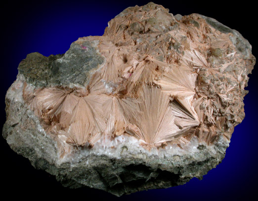 Stevensite pseudomorphs after Pectolite with Calcite and Stilbite from Paterson, Passaic County, New Jersey
