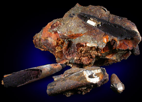 Aragonite and Vivianite pseudomorphs after Belemnites from Mullica Hill, Gloucester County, New Jersey