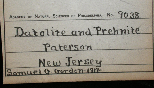 Datolite and Prehnite from Paterson, Passaic County, New Jersey