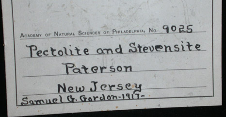 Pectolite and Stevensite pseudomorphs after Pectolite from Paterson, Passaic County, New Jersey