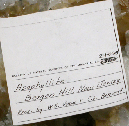 Apophyllite, Calcite, Datolite, Analcime, Quartz from Bergen Hill, Hudson County, New Jersey