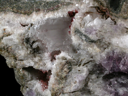 Gypsum, Thaumasite, Amethyst Quartz from Paterson, Passaic County, New Jersey