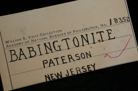 Babingtonite from Paterson, Passaic County, New Jersey