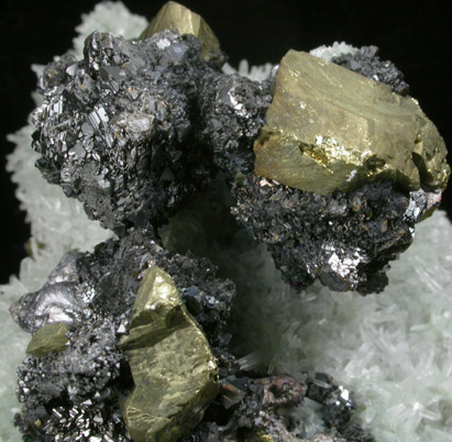 Chalcopyrite and Sphalerite on Quartz from Deveti Septemvri Mine, Madan District, Rhodope Mountains, Bulgaria