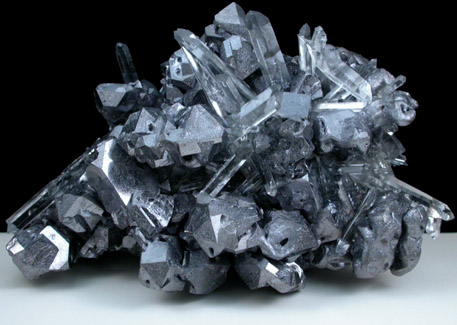 Galena (Spinel-law twinned crystals) with Quartz from Krushev Dol Mine, Davidkovo, Rhodope Mountains, Bulgaria