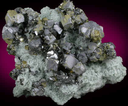 Galena, Sphalerite and Chalcopyrite on Quartz from Deveti Septemvri Mine, Madan District, Rhodope Mountains, Bulgaria