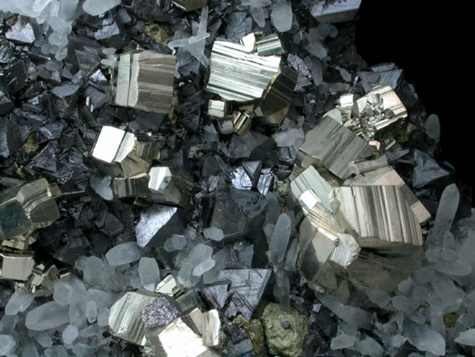 Pyrite and Sphalerite on Quartz from Deveti Septemvri Mine, Madan District, Rhodope Mountains, Bulgaria