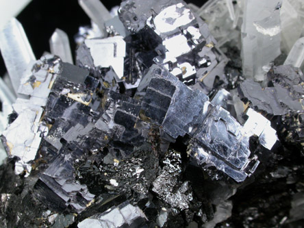 Galena (Spinel-law twinned crystals) with Quartz and Sphalerite from Krushev Dol Mine, Davidkovo, Rhodope Mountains, Bulgaria