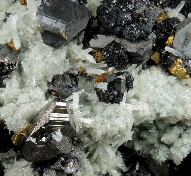 Sphalerite, Chalcopyrite, Galena on Quartz from Deveti Septemvri Mine, Madan District, Rhodope Mountains, Bulgaria