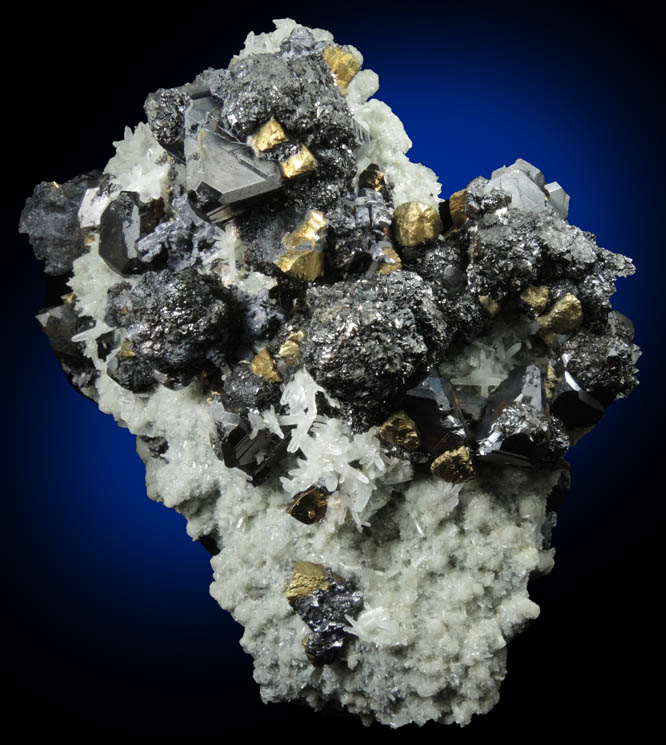 Sphalerite, Chalcopyrite, Galena on Quartz from Deveti Septemvri Mine, Madan District, Rhodope Mountains, Bulgaria