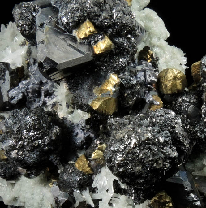 Sphalerite, Chalcopyrite, Galena on Quartz from Deveti Septemvri Mine, Madan District, Rhodope Mountains, Bulgaria