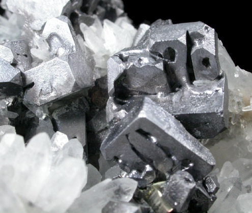 Galena (distorted crystals), Pyrite, Chalcopyrite, Sphalerite on Quartz from Deveti Septemvri Mine, Madan District, Rhodope Mountains, Bulgaria