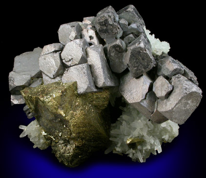 Galena and Chalcopyrite on Quartz from Deveti Septemvri Mine, Madan District, Rhodope Mountains, Bulgaria