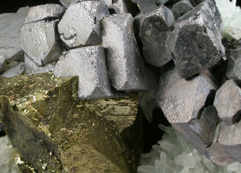 Galena and Chalcopyrite on Quartz from Deveti Septemvri Mine, Madan District, Rhodope Mountains, Bulgaria