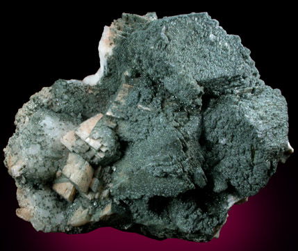 Albite var. Pericline coated with Chlorite coating from Warren Brothers Quarry, Acushnet, Bristol County, Massachusetts