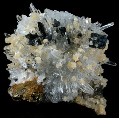 Quartz with Ferberite, Calcite and Chalcopyrite from Cavnic Mine (Kapnikbanya), Maramures, Romania