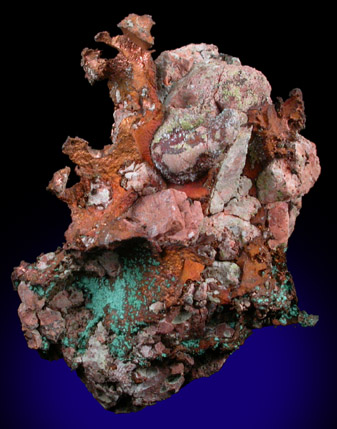 Copper with Malachite from Ray Mine, Mineral Creek District, Pinal County, Arizona