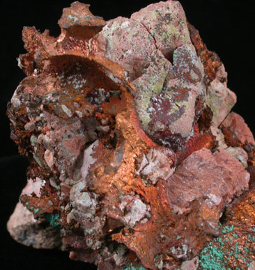 Copper with Malachite from Ray Mine, Mineral Creek District, Pinal County, Arizona