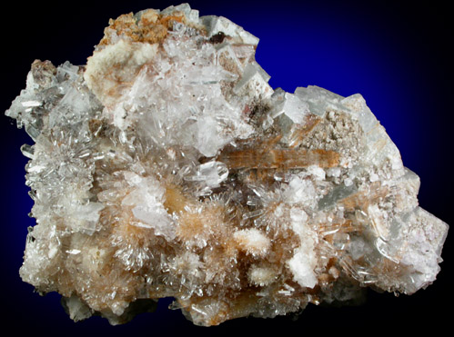 Creedite and Fluorite from Dachang Mine, Quinlong, Guizhou Zhuang, China